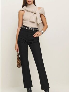 Reformation Black Straight-Leg Jeans